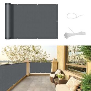 SUNNY GUARD Brise Vue Balcon 90x600cm Cache Vue Balcon,Protection UV,Coupe-Vent et Imperméable,pour Terrasse Jardin Balcon Patio,avec Attaches de câble,Anthracite (Shodwell, neuf)