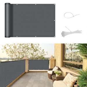 SUNNY GUARD Brise-Vue pour Balcon 90x600cm Couverture de Écran Jardin PES UV Résistant Pare-Vue Brise étanche avec Attaches de câble,Anthracite (Shodwell, neuf)