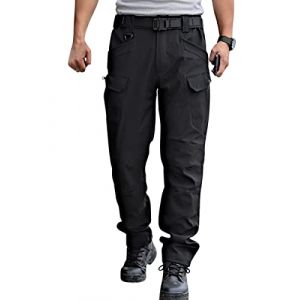 Onsoyours Pantalon Cargo Homme Multipoches Zippé Mince Combat de Travail Imperméable Militaire Tactique pour Casual Activités en Plein Air C Noir L (Dear Shall Good Inc., neuf)
