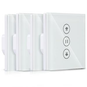 HEUXGIR Interrupteur Volet Roulant Connecté, 86x86mmInterrupteur Tactile pour Rideau de Fenêtre Compatible avec Alexa, Google Home, Contrôle de Pourcentage et Commande Vocale Fil Neutre Requis (4) (heuxgir, neuf)