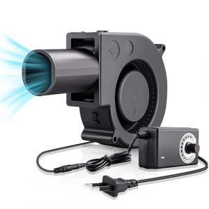 Zevmi Ventilateur radial réglable 12V avec sortie d'air : Ventilateur à turbine 220V Ventilateur avec régulateur de vitesse pour camping BBQ Refroidissement Ventilation Gonflable Poêle à bois (Zevmi-EU, neuf)