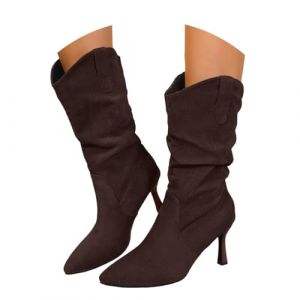 Onsoyours Bottes &agrave; Talons Hauts pour Femme El&eacute;gantes Confortable Sexy Botte Mode Casual Chaussures C Caf&eacute; 38 EU (PGANDS Design, neuf)