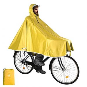 ANYOO Imperméable à l'eau Cyclisme Capes Portable Léger Pluie Poncho Vélo Vélo Compact Réutilisable Unisexe pour Randonnée Camping en Plein Air-Jaune (Bicacool, neuf)