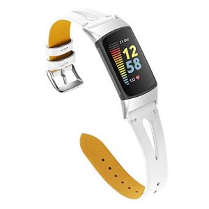 AISPORTS Compatible avec Fitbit Charge 5 Strap Cuir Femmes Hommes, Doux Mince Creux Respirant Bracelet Sport Bracelet Boucle en Métal Bracelet de Remplacement pour Fitbit Charge 5 Tracker D'activité (AISPORTS, neuf)