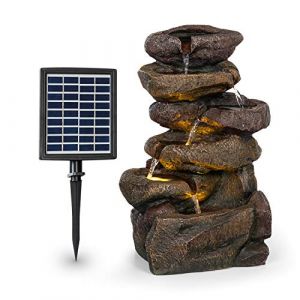 blumfeldt Savona - Fontaine de Jardin d'eau Solaire, 2,8 Watts, Autonomie 5h, Panneau Solaire de 300 cm², Extérieur-intérieur, Zen, Eclairage LED, Aspect Pierre (Electronic-Star-FR, neuf)
