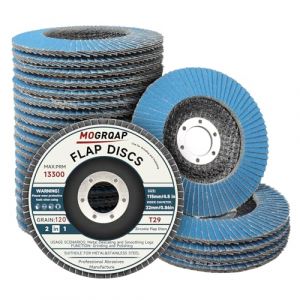 MOGRQAP 20 Pièces Disques à Lamelles, 115mm Disque 120 Grain Meuleuse Compartiments pour Meuleuse Convient à l'acier Inoxydable, Bois, Métal (MOGRQAP ABRASIVES TOOLS, neuf)