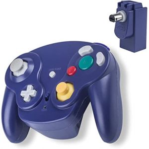 Contrôleur de Gamecube sans Fil,TechKen Manette de Gamecube Bluetooth 2,4G NGC Gamepad Joystick GC Controller Game Cube Pad Jeux avec Adaptateur Récepteur pour Gamecube (Violet) (Leapom Direct, neuf)