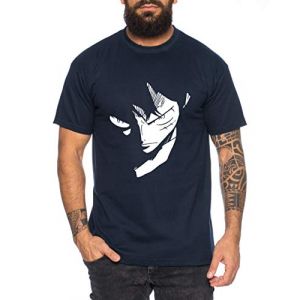 Ruffy Face Zoro One Manga T-Shirt Luffy pour Homme Anime Piece, Farbe2:Bleu foncé, Größe2:Medium (TeeKiki, neuf)