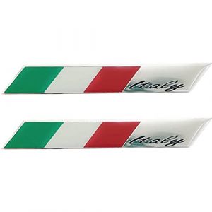 Luxylei Autocollants de Voiture 2 pièces 3D Aluminium Italie Drapeau Voiture carrosserie Autocollants Voiture Moto décor Autocollants Voiture Style Accessoires (LIUALANG, neuf)