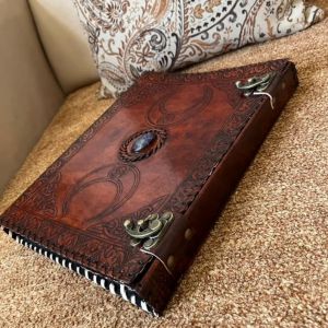 Classeur en cuir personnalis&eacute; &agrave; 3 anneaux, portefeuille en cuir pour homme, classeur &agrave; 3 anneaux avec classeur en cuir &agrave; anneaux de 2,5 cm, classeur en cuir triple lune personnalis&eacute;, organiseur de (mPelle Handmade Stox, neuf)