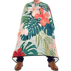Cape De Cheveux Hibiscus Hawa&iuml;en &Agrave; Feuilles De Palmier Barber Cape De Salon Professionnel Perm&eacute;able &Agrave; L'Air R&eacute;glable Coupe Cheveux, Pour Le Dyeing, Femme, Adultes, 140x168cm (ZouYeShop, neuf)