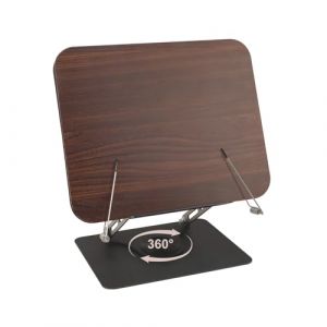 Foyucool Support de livre pour la lecture, Support de Livre de Recettes de Cuisine Avec Base Rotative &agrave; 360&deg;, Pliable et R&eacute;glable en Hauteur, pour Partitions, Livres, Tablette, Bois (Pinyue Store, neuf)