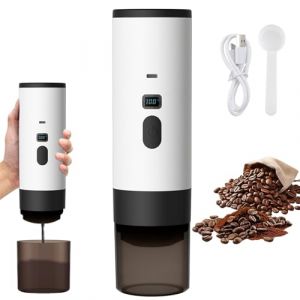 Carziyer 3 En 1 Machine &agrave; Caf&eacute; Portable 15 Bars - 72W Cafeti&egrave;re Expresso Capsule/Machine &agrave; Expresso &Eacute;lectrique USB &agrave; Chauffage Rapide | R&eacute;Servoir D'Eau 90ml | Pour Voyage/Bureau/Campin (Blanc) (EagerMinds, neuf)