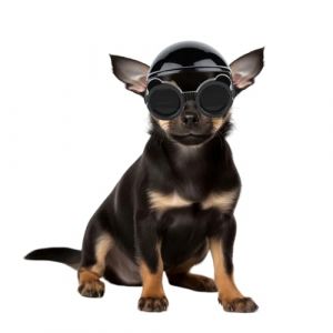 Enjoying Casque pour petit chien, chihuahua avec lunettes XS, protection UV, casque pour chat avec trous d'oreille, bonnet pour chien et lunettes de soleil pour prot&eacute;ger les yeux, noir, XS (Enjoying-JP, neuf)