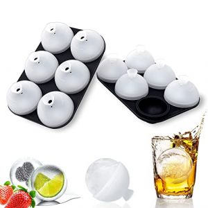 HONYAO® Bac a Glacons en Silicone Avec Couvercle, 5cm Moule à Glaçons Rond San BPA, Grande Boule de Glace, Pour Boisson Froide Whisky Cocktail Vin Bière Jus - 2 Pièces (HONFAY, neuf)