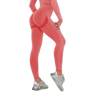 DUROFIT Legging Sport Taille Haute Push Up Femme Pantalon de Yoga sans Couture Yoga Pants Sexy Legging Compression Fitness Gym Jogging Running Course Exercice Rouge M (Shapeviva, neuf)