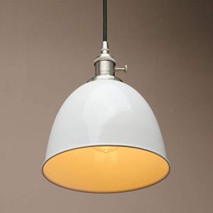 Pathson Suspension Luminaire Industrielle Interieur M&eacute;tal Design Bol &Eacute;clairage Plafond E27, pour Salon, Chambre, Cuisine, Restaurant, Bistrot, Bar, Caf&eacute; (Blanc) (Pathson (Europe), neuf)