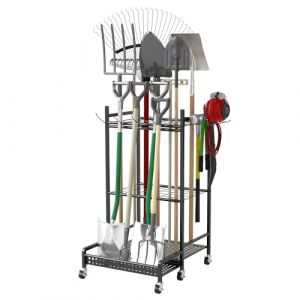 uyoyous Range Outils de jardin, étagère à Outils de jardin Organiseur d'outils de Jardin avec Crochets pour Organisation et Stockage Abri Extérieur des outils, Râteaux, Balais à Long Manche (ddzpx, neuf)