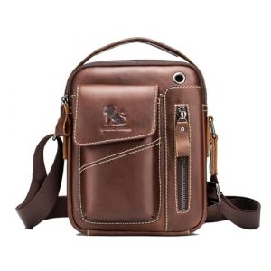 pundarika sac bandouli&egrave;re homme cuir sac a main homme sacoche homme,Vintage pochette homme bandouli&egrave;re multipoche sacoche-Marron (Pundarika-fr, neuf)