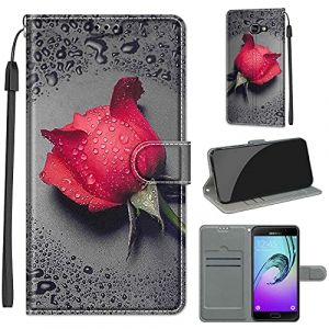 YIRRANZD Coque pour Samsung Galaxy A5 2016, Protection Housse en Cuir PU Portefeuille à Rabat Motif [Wrist Strap], Flip Antichoc Etui à pour Samsung A5 2016 (Rose A) (YIRRANZD, neuf)