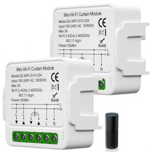 Tuya Lot de 2 modules d'interrupteur intelligent pour volet roulant WiFi 2,4 GHz Alexa Smart Commande de volet roulant, contr&ocirc;le par application, minuterie pour moteur de volet roulant, fonctionne (RAMONISA SHOP, neuf)