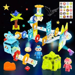 HERMORRYSS Blocs de Construction Magnétiques Enfants, Jeux pour Enfants Montessori, Circuit Billes Enfant avec LED & Circuit Billes, Carreaux Magnétiques STEM, 3D 3-12 Cadeaux pour Enfant (Dinosaures) (GREENLANE WESTNEST Kft., neuf)