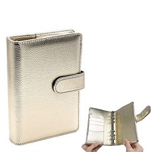 Classeur budgétaire A6 doré en cuir synthétique rechargeable à 6 anneaux avec fermeture à boucle magnétique pour planificateur de voyage (classeur A6 doré) (NatSume Tech EU Store, neuf)