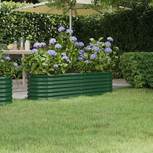 WIFESE JardinièRe De Jardin Acier Enduit De Poudre 152x40x36 Cm Vert Jardiniere Exterieur Grande Taille Jardiniere Balcon Jardiniere sur Pieds Carré Potager Bacs à Fleurs Potager Bac A Fleur (WIFESE official, neuf)