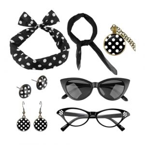 Ensemble d'Accessoires pour Costume Carnaval Femme - 7 Pièces Vintage des Années 50 pour Tenues de Guinguette et Thématiques Grease (DBGH, neuf)