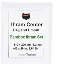 Ihram pour Homme &ndash; Ensemble de Serviettes 2 Pi&egrave;ces pour le Hajj et la Omra &ndash; Bambou Coton Naturel &ndash; Doux, Ahram Ehram 110X220 cm (Bambou Sans Ceinture) (AIROPE, neuf)