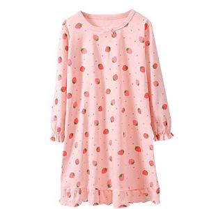 WSLCN Fille Chemise de Nuit Filles &agrave; Manches Longues en Coton Printemps Automne Enfant Mignon Pyjama Robe de Nuit Nuisette V&ecirc;tement de Nuit Sleepwear 11-12 Ans C (light-in-the-dark, neuf)