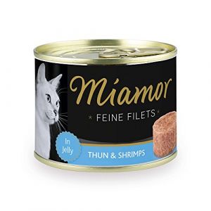 MIAMOR Filets Fins en gelée - Nourriture Humide pour Chats Adultes avec Morceaux de Filet en gelée - Complément Alimentaire Faible en Gras dans Une boîte sans additifs - 12 x 185 g de Thon et (Zoo Galaxie, neuf)