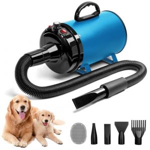 Blanlody Pulseur pour Chien Blaster 3800 W/5,2 HP - Chauffage &agrave; Basse temp&eacute;rature sonore avec 5 Buses diff&eacute;rentes et Brosse de toilettage pour Animaux de Compagnie (UChioce, neuf)
