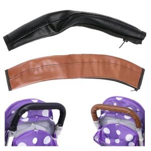 2 Pieces Housse de Protection pour Poignée de Poussette,Housse de Poignée de Poussette Universelle,Accoudoir de Poussette en Cuir PU,Cuir pour Poignée de Poussette,Anti-salissure (noir + marron) (feitao trading, neuf)