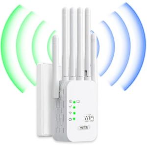 R&eacute;p&eacute;teur WiFi,Amplificateur WiFi,repeteur WiFi Puissant avec 6 Antennes Puissantes,2 Ports LAN,Mode R&eacute;p&eacute;teur & Routeur & AP,repeteur WiFi Exterieur Couverture WiFi de 10 000 m&sup2;,Facile &agrave; Installer (DA YING WANG, neuf)