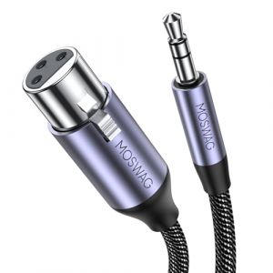 MOSWAG C&acirc;ble XLR vers mini Jack, C&acirc;ble de Microphone XLR Femelle vers 3.5mm TRS Jack pour T&eacute;l&eacute;phone portable, Ordinateur, Microphone (1M) (zuyuk, neuf)