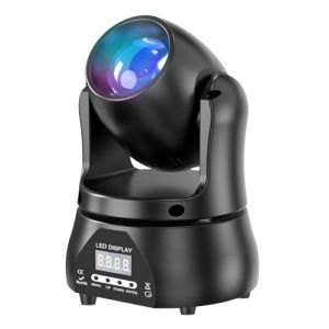 60W Lyre Led Mini Tête Mobile Lampe de Fête, LED RGBW Faisceau Éclairage de Scène Lumineux Disco Beam DMX512 à Commande Vocale pour DJ Mariage Halloween Club (YiLiSheng, neuf)