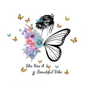 Uposao Stickers Muraux Fille Fleur Fée Autocollant Mural Fille Papillon Décoration Amovible Stickers Muraux Autocollants Enfants Bébé Chambre Pépinière DIY Décoratif Adhésif Stickers Mural (Uposao, neuf)