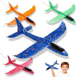 4 Pi&egrave;ces Avion Polystyrene Planeur 37cm - Avion Jouet Enfant Polystyrene, Jouet Plane Volant Maquette pour Ext&eacute;rieur Interactif et Parents Enfants, Jouet Jeux Cadeau Anniversaire Gar&ccedil;on Fille (Danyizol, neuf)
