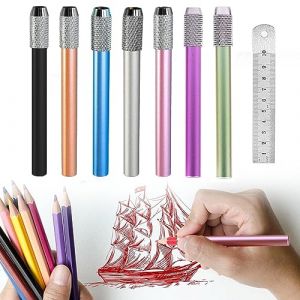 Bavooty Prolongateur de Crayon en M&eacute;tal,Extension R&eacute;glable Avec T&ecirc;te Ajustable,Outil de Rallonge Pour Crayons (7) (Opptt, neuf)