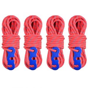 TRIWONDER Corde de Tente Réfléchissante 4 m Corde Nylon Diamètre 3 mm Cordelette Camping avec Tendeur pour Camping Tente Auvent Randonnée (Rouge (Φ3mm) - 4 Pièces) (TRIWONDER (FR), neuf)