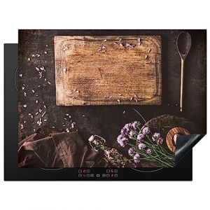 KitchenYeah© Protege Plaque Induction 70x52 cm Deco Cuisine Accessoires Pratique Protection De Vitroceramique Planche à découper - Herbes - Cuillère - Cuisine - Rustique - Mortier - Ciboulette (KitchenYeah, neuf)