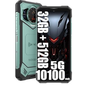DOOGEE S200 X Telephone Portable Incassable 5G (2025), 32GB+512GB/TF 2TB, 10100mAh/33W, 100MP+20MP，Ecran arri&egrave;re 1,32'',Android 14 Smartphone,6.72&rdquo;+120Hz,T&eacute;l&eacute;phone WiFi6/NFC/DDR5/Face ID/OTG (Vert) (TUNE ONLINE S.R.L., neuf)