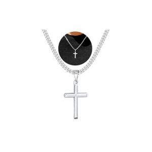 Esrael Argent Collier Croix Chretienne Argent Homme Femme Acier Inoxydable avec Pendentif Croix Chaine Homme - Silver 18pouce Collier Pour Hommes de Long Bijoux (Esrael, neuf)