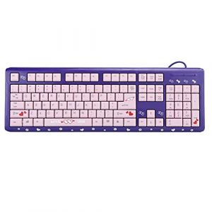 Plyisty Clavier Rose/Noir/Violet, Clavier Ergonomique Ultra-Mince Filaire USB, Clavier de Jeu de Dessin animé Mignon, pour Ordinateur de Bureau PC Portable, pour Jeu et Bureau(Violet) (Plyistyeu, neuf)