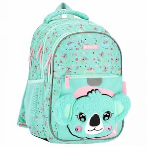 Koala Turquoise sac à dos RENFORCÉ pour écolière avec réflecteurs, 1 compartiment + 2 poches 40x29x20cm, 23 l (Koala turquoise) (Ellsar, neuf)