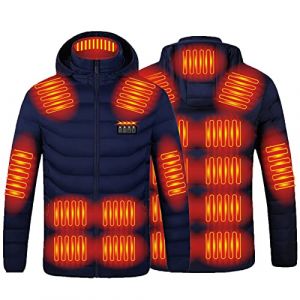 Susenstone Veste Chauffante USB Hommes Femmes Doudoune Manteau Chauffant &Eacute;lectrique Hiver Chaud Lavable avec 3 Niveaux de Chauffage et 21 Zones Chauffage pour Ski P&ecirc;che Randonn&eacute;e Plein Air Blouson (⭐⭐⭐⭐⭐Susenstone, neuf)
