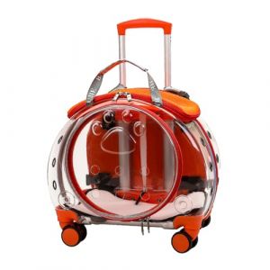 Haloppe Valise &agrave; roulettes pour animaux de compagnie avec roues silencieuses et poign&eacute;e t&eacute;lescopique, sac &agrave; dos portable pour chiens avec trous de ventilation, sac de transport transparent &agrave; (TiantechKong, neuf)