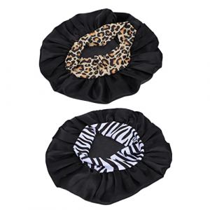 Ipetboom 2 Pièces bonnet de nuit bonnet chimio shower cap Bonnet pour dreadlocks Bonnet pour tresses satin mesdames chapeau femme Dormir casquette de crâne soie confortable élastique Black (Cowan Micro, neuf)