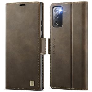 Teeirllim Coque pour Samsung Galaxy Note 20, [RFID Blocage] Etui Protection Housse Premium en Cuir PU, Pochette de Portefeuille Etui &agrave; Rabat Flip Case pour Samsung Galaxy Note 20, Caf&eacute; (Teeirllim EU, neuf)